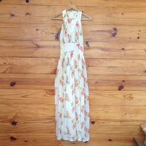 Vintage Darling Debs Floral Halter Cotton Maxi XXS